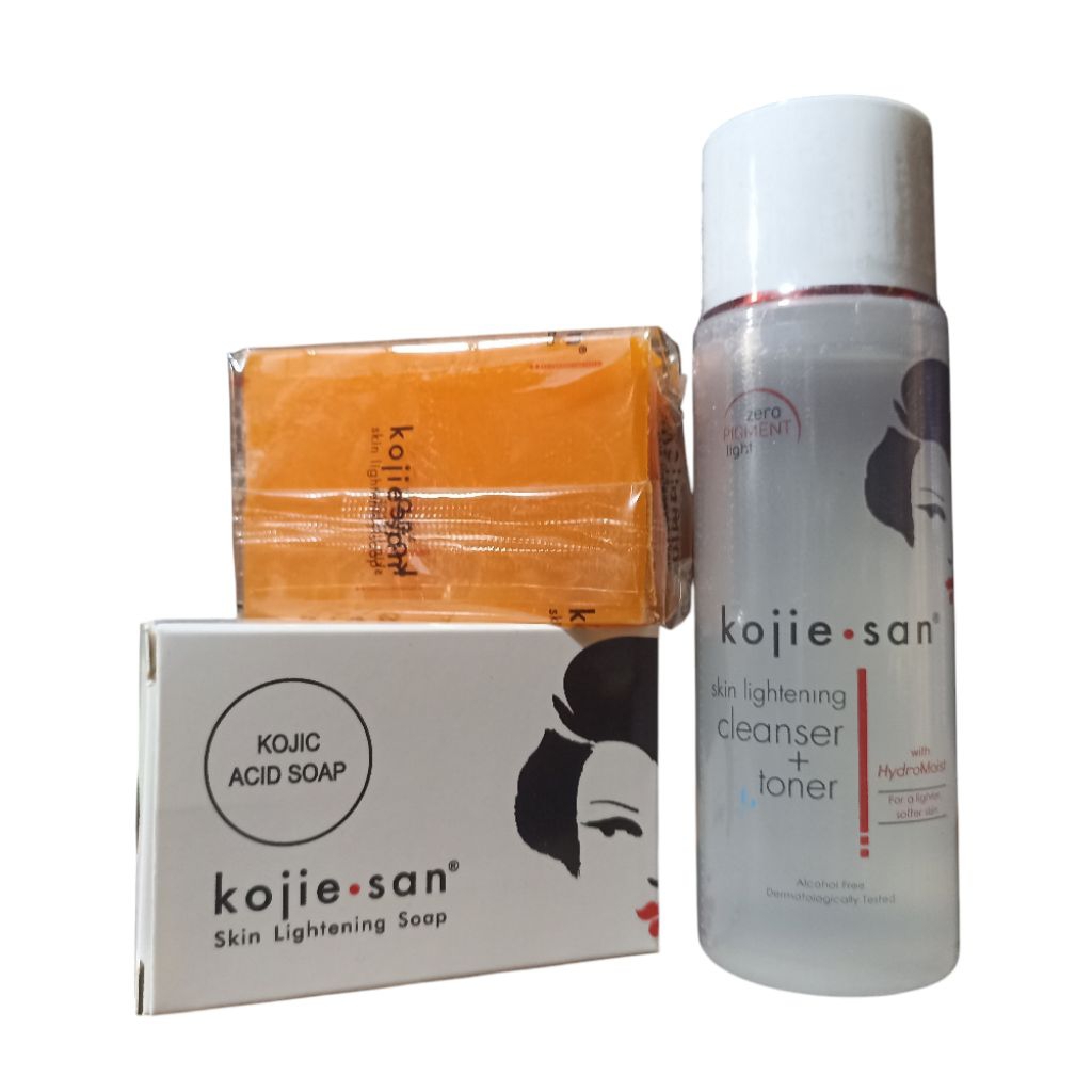 Kojie San Paket Perawatan Kulit Lengkap - Sabun Kojic Acid & Cleanser Toner dengan Hyaluronic Acid