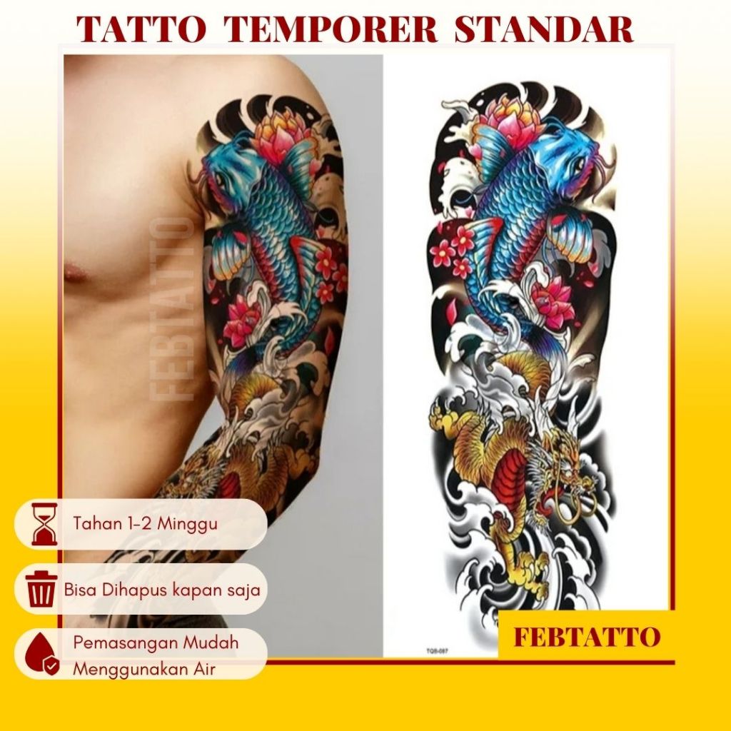 Temporary Tattoo FULL ARM Size 17x48cm Aesthetic Tattoo Motif Temporary Tattoo Sticker Halal Wholesa