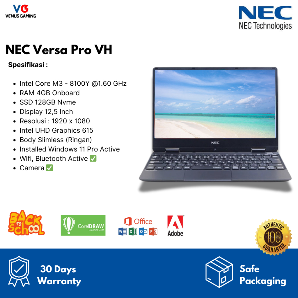Laptop Super Slim NEC Versapro VH-1 VH-4 Layar Slim Body Ringan
