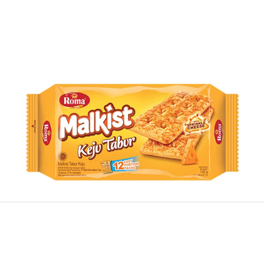 Roma Malkist Keju Tabur / Biskuit Malkist Rasa Keju Gurih / Cemilan Asin Renyah / Snack Sehari Hari 