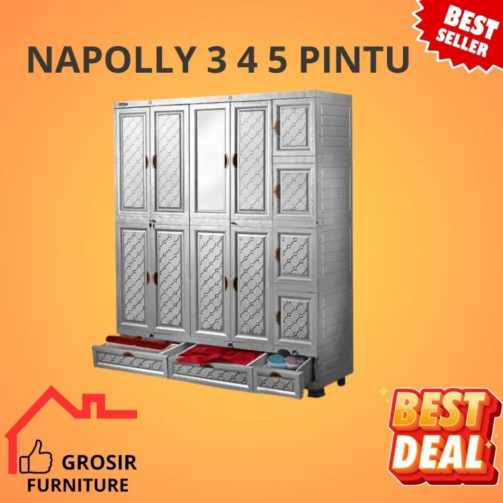 LEMARI NAPOLLY MIDICAB - Lemari Pakaian Plastik NAPOLLY 3 4 5 Pintu