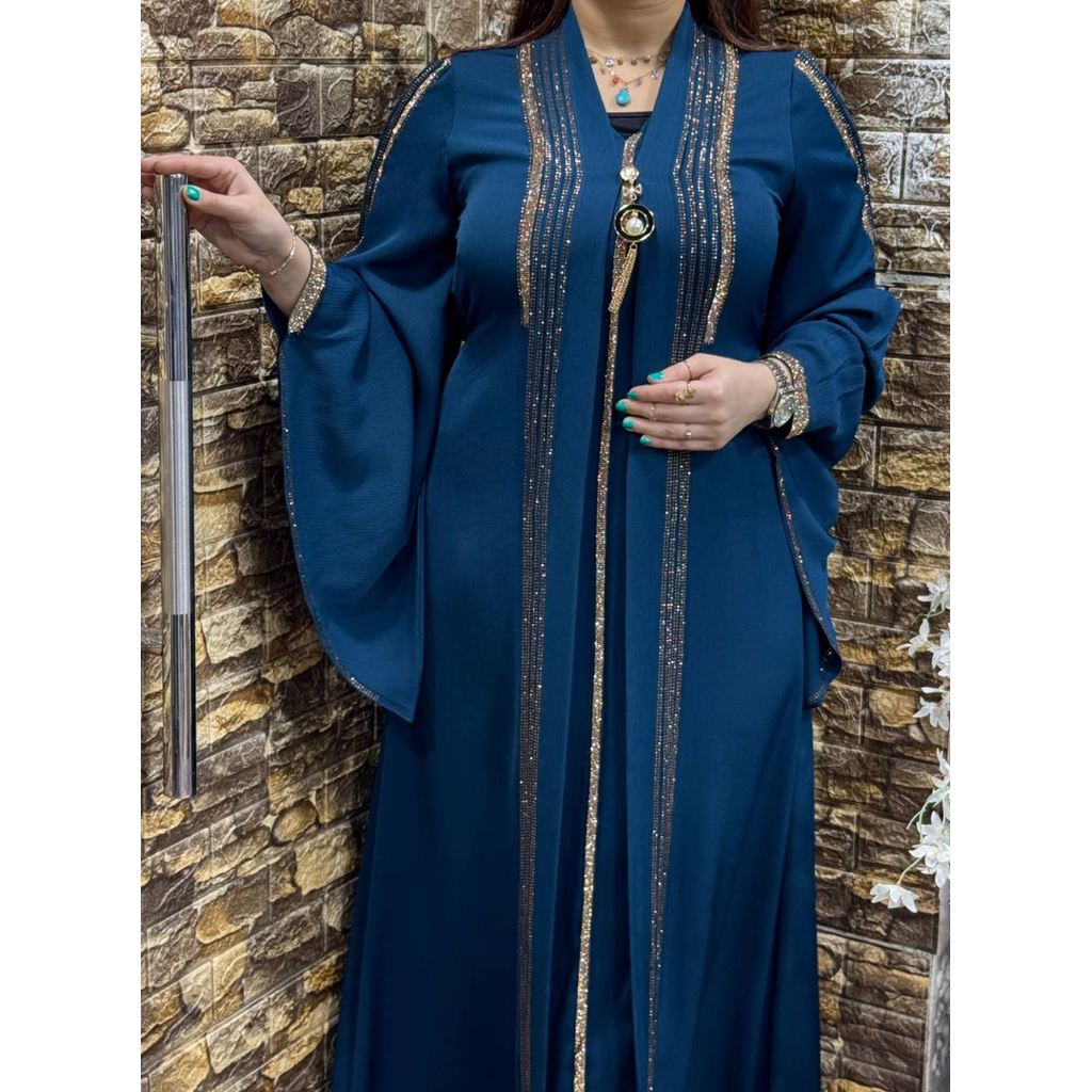 Abaya Mesir | Abaya Mewah Gold Inner Outer Sambung