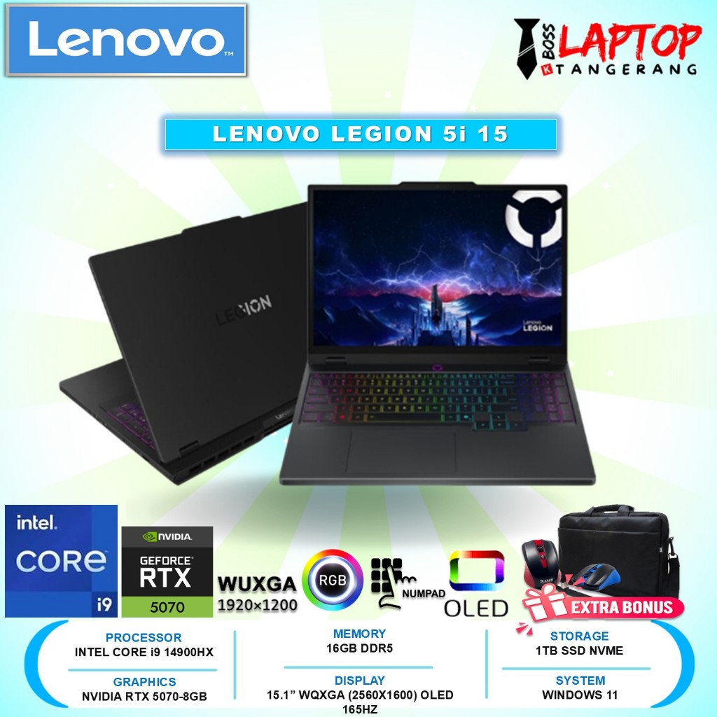 Laptop Gaming Lenovo legion 5i 15 Intel Core i9 14900HX 16GB 1TB RTX5070-8GB WQXGA IPS 165HZ Win11Ho