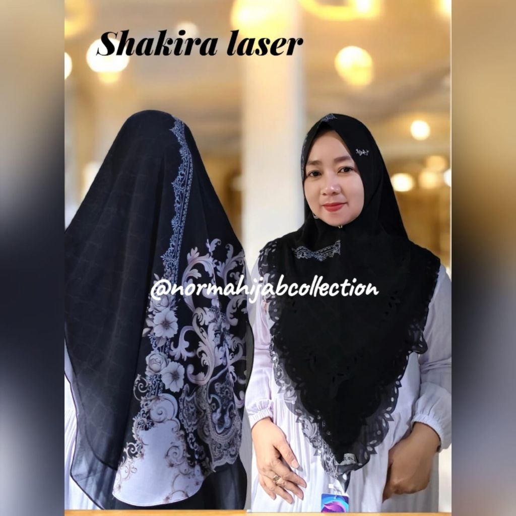 ALFHIRA-Khimar Motif Shakira 3Layer Khusus Warna Hitam dan Putih