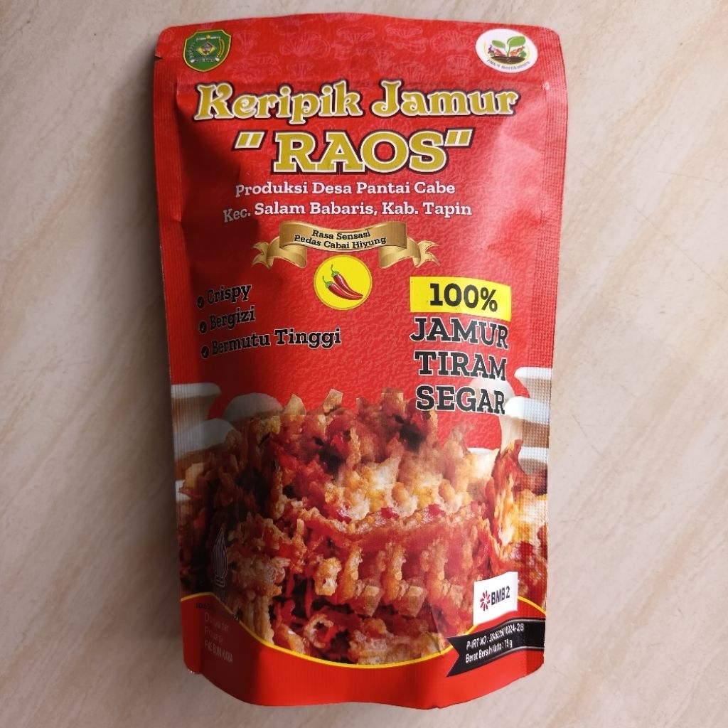 Keripik Jamur RAOS Rasa Sensasi Pedas Cabai Hiyung