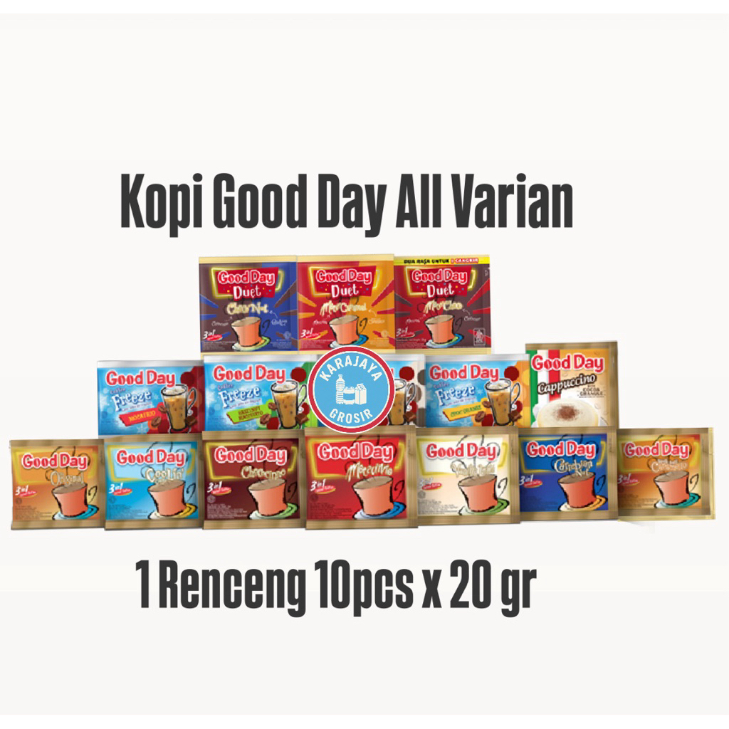 Kopi Good Day Semua Varian Rasa 1 Renceng 10pcs x 20 gr