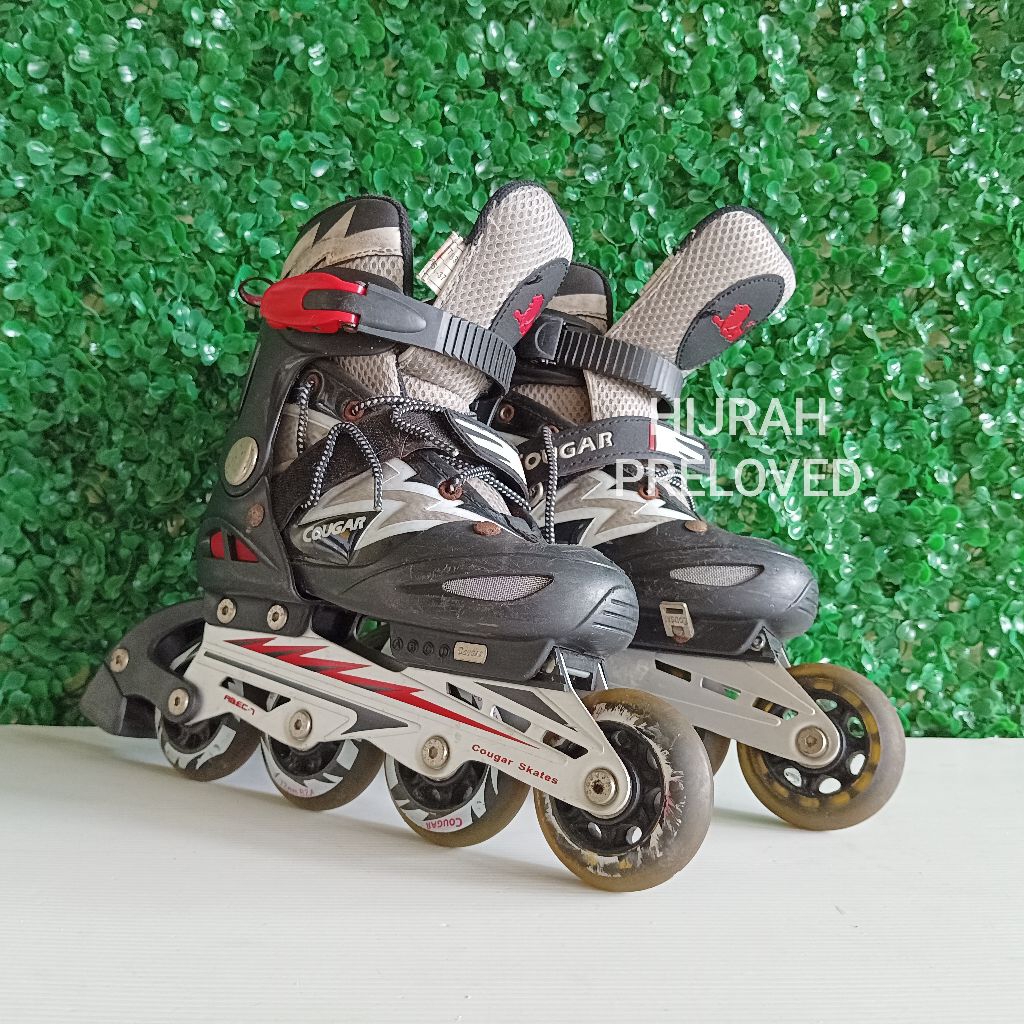 Preloved - Sepatu Roda Inline Skate Anak Cougar MZS835L Black Grey Red
