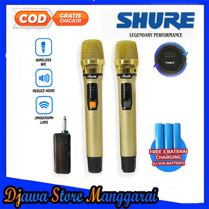 COD Mic Wireless Shure Mic Cas 2 Pcs Mic / Mic Wireless Shure Suara jernih dan bagus cocok buat kara