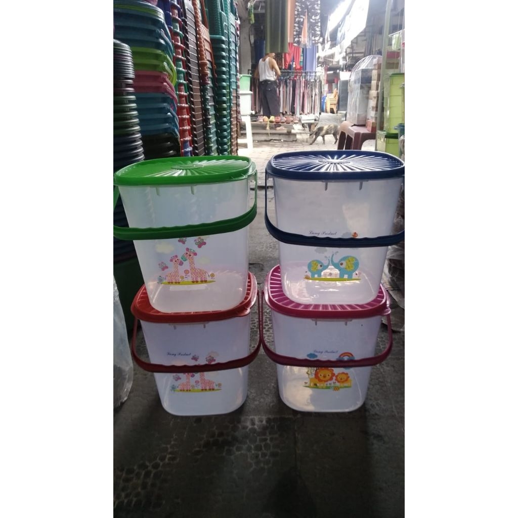 Toples Gagang Segi 10 Liter / Toples Gagang Bening / Toples Kerupuk 10 Liter