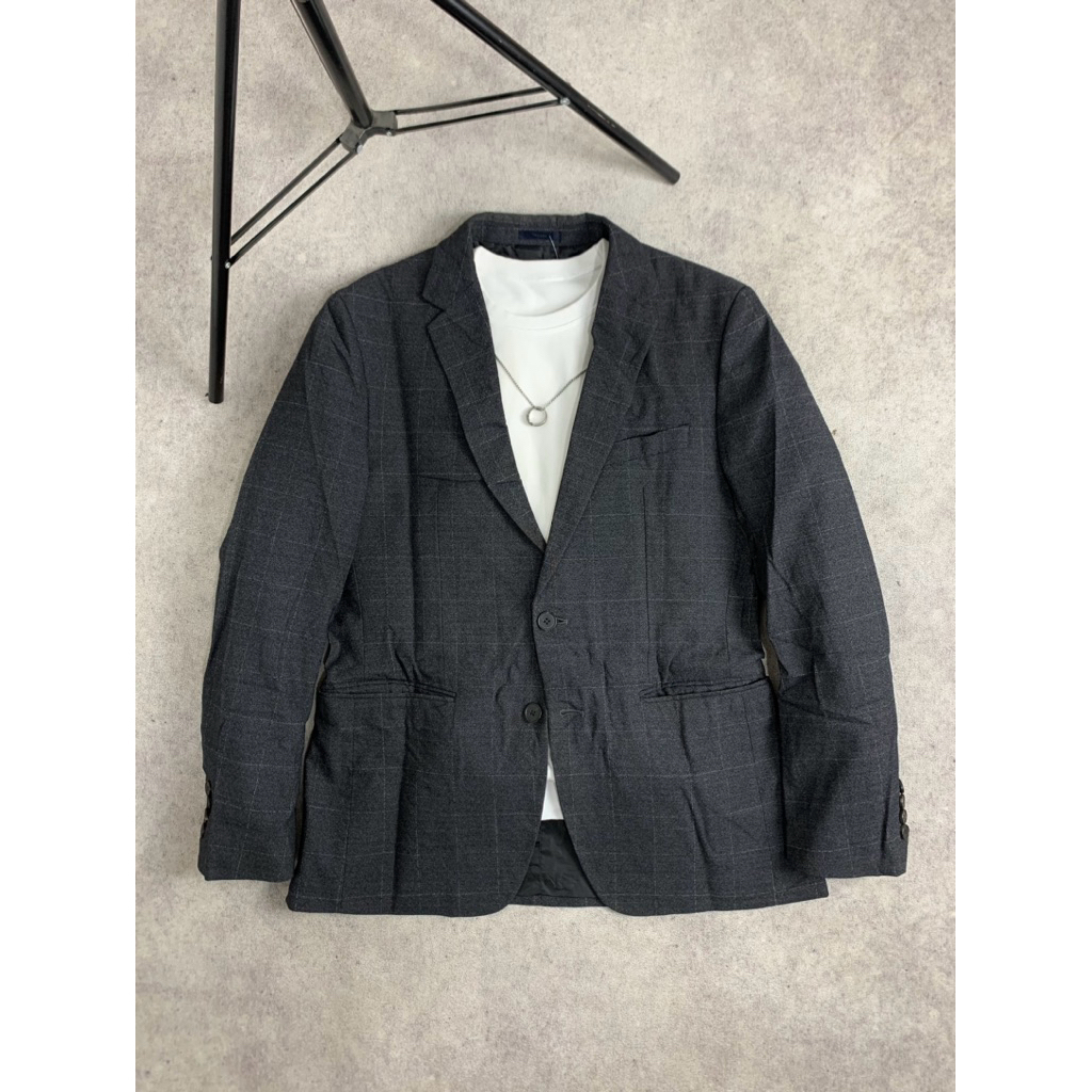 Trugen dark grey tartan wool blazer/suit