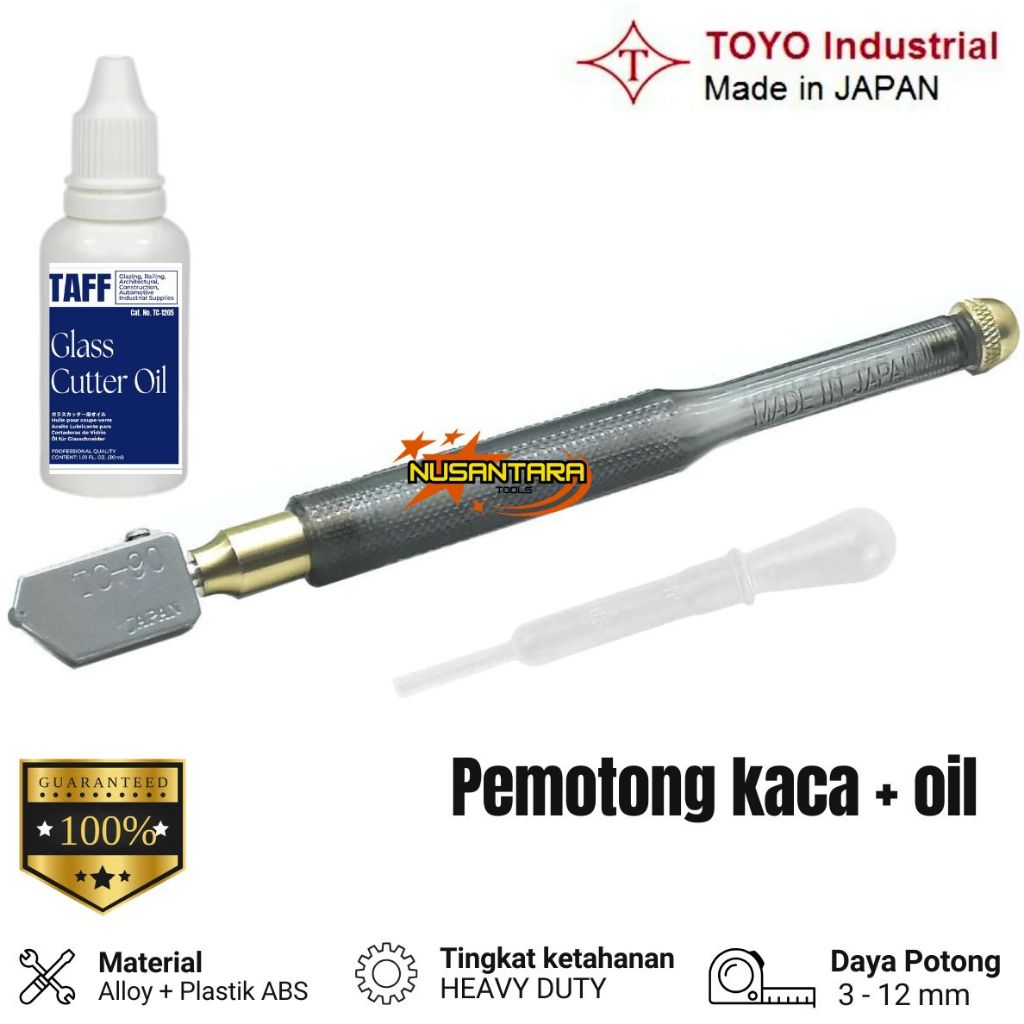 Alat Pemotong Kaca Ketebalan Potong 3-12mm Free Oil | Mata Pisau Potong Kaca Asli