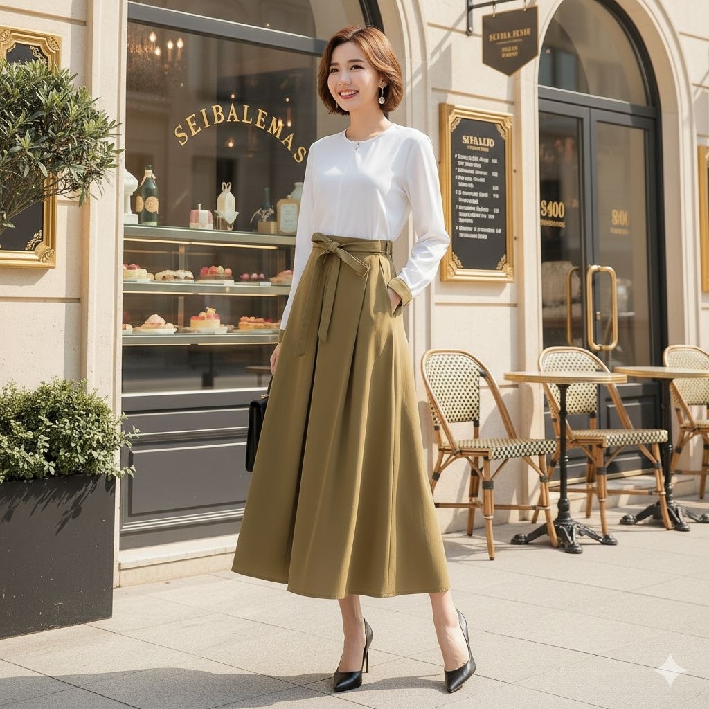 MARYA/ GAMIS KHAKY + PUTIH, BAJU KERJA WANITA