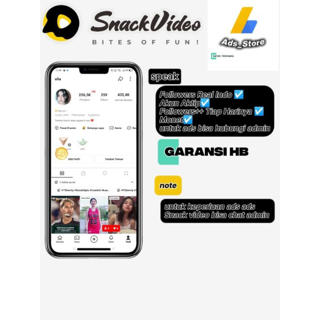 akun ads snack video (promosi) kwai ads manajer