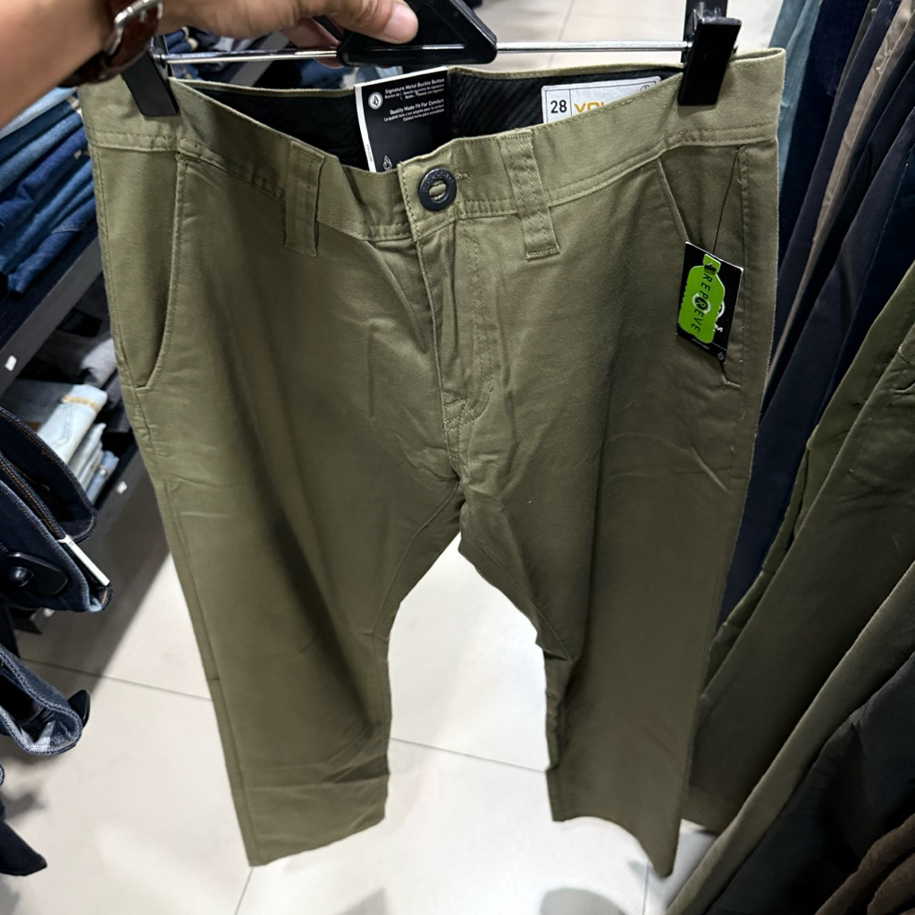 celana panjang pria volcom original mlp frickin mod green new