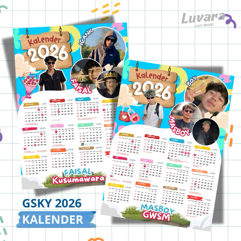 Kalender 2026 Tema GSKY Idolamu Ukuran A3 - Bonus Photocard GSKY