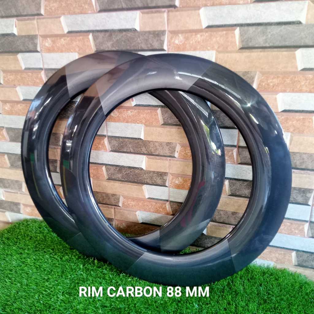 CARBON RIM 700C PROFIL 88 MM HOLE 20 HOLE 24 RIM CARBON TANPA BRAKE LINE PRODUK IMPOR
