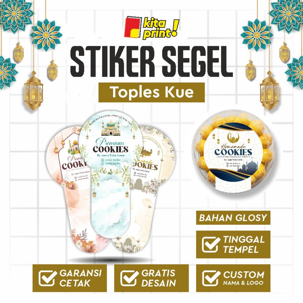 Stiker Segel Toples Kue Kering - Stiker Lidah Toples Kue Lebaran Idul Fitri