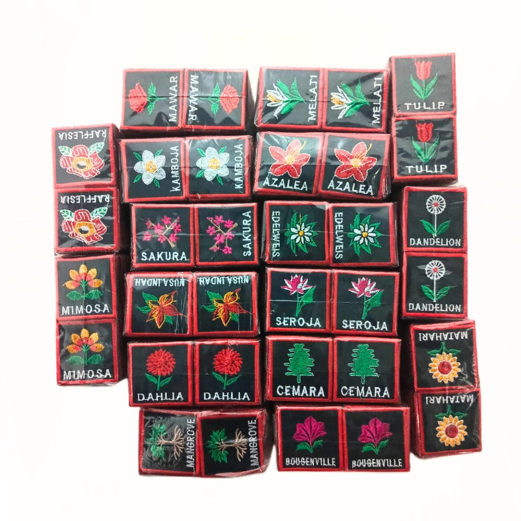 TANDA REGU BORDIR TERBARU & LENGKAP UNTUK REGU PUTRI (BUNGA) / BET REGU PRAMUKA NAMA BUNGA