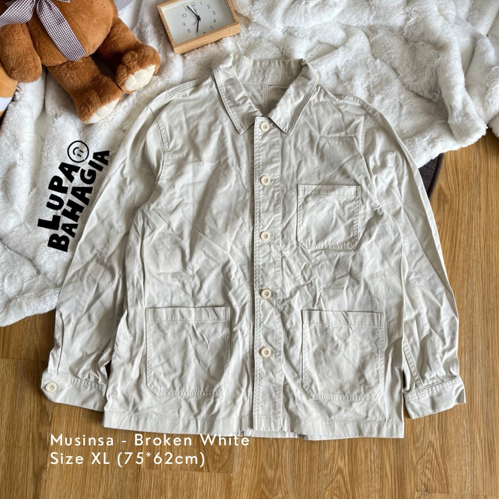 MUSINSA STANDARD Broken White Chore Jeans Jaket size XL • 100% Original
