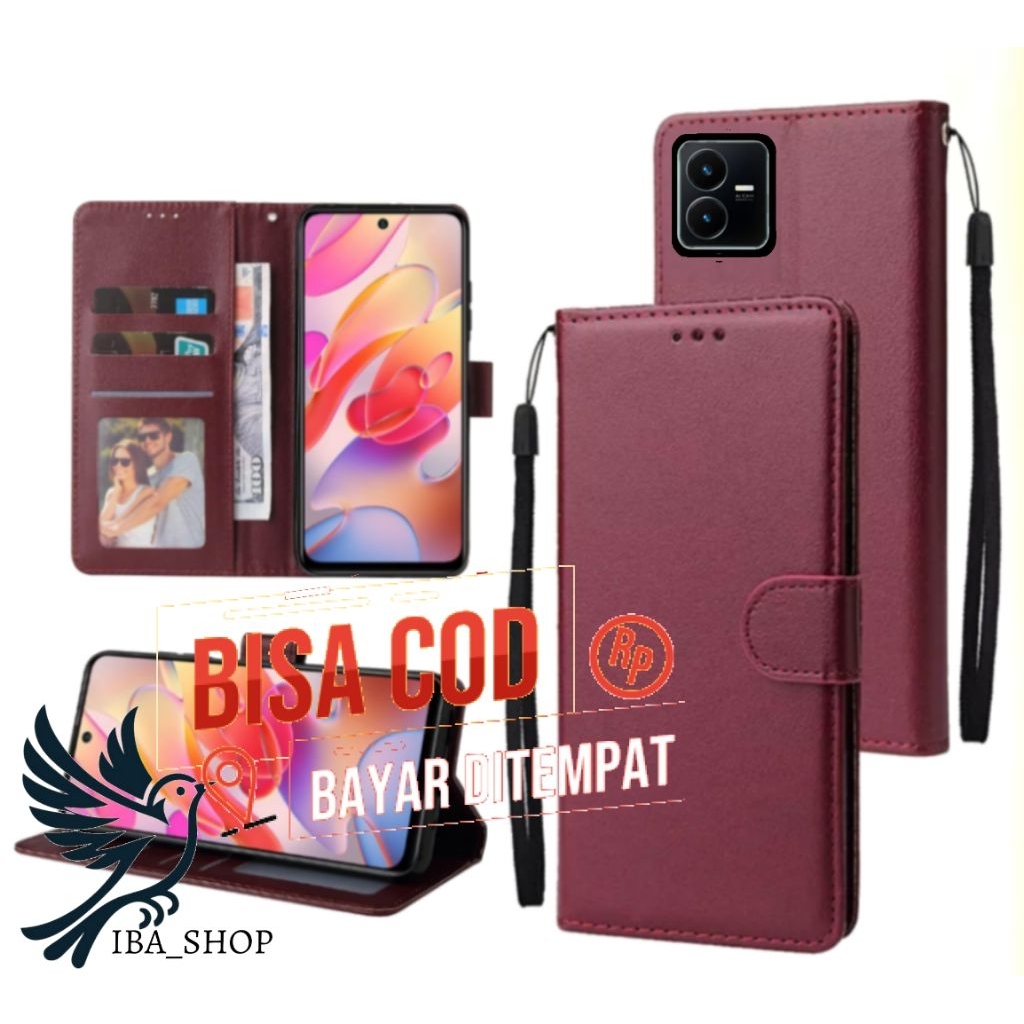 CASE HP VIVO Y22 - CASING DOMPET-FLIP LEATHER-SARUNG HP