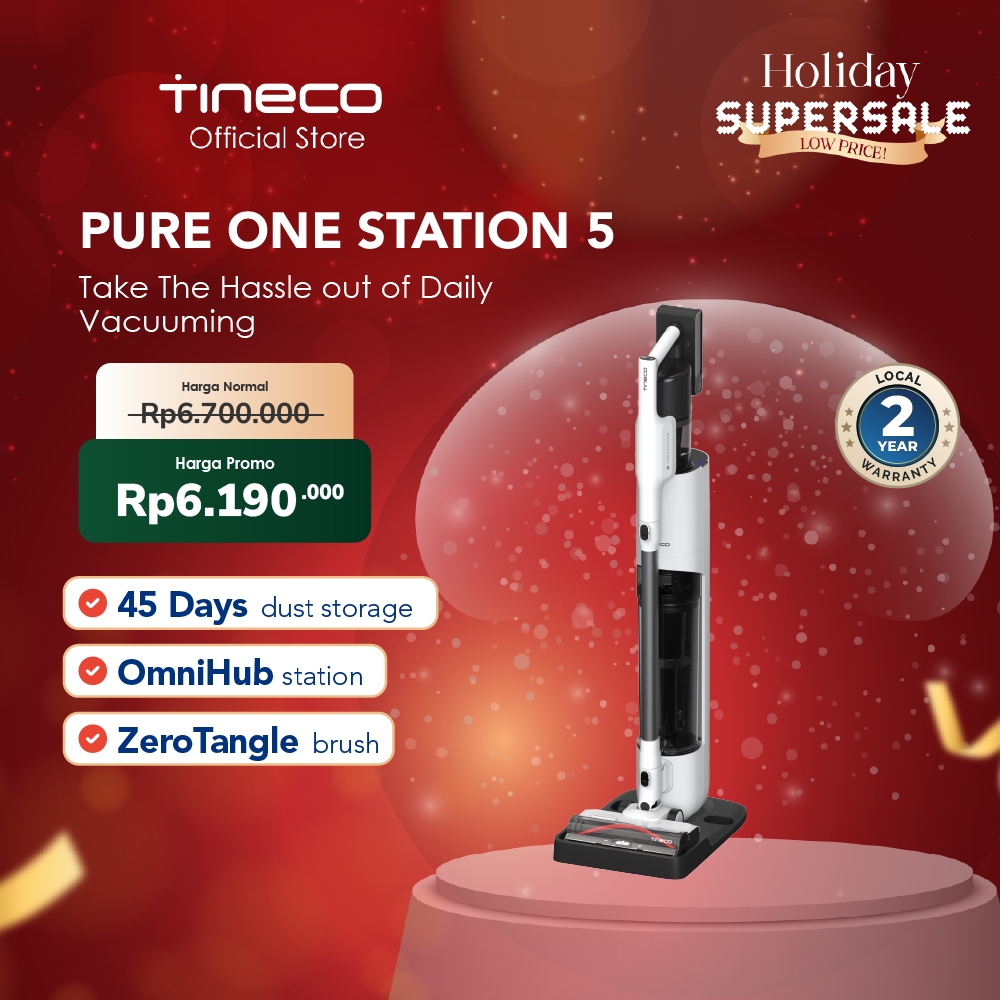Tineco Pure ONE Station 5 Vacuum Cleaner - Penyedot Debu Tegak, Tongkat, Genggam