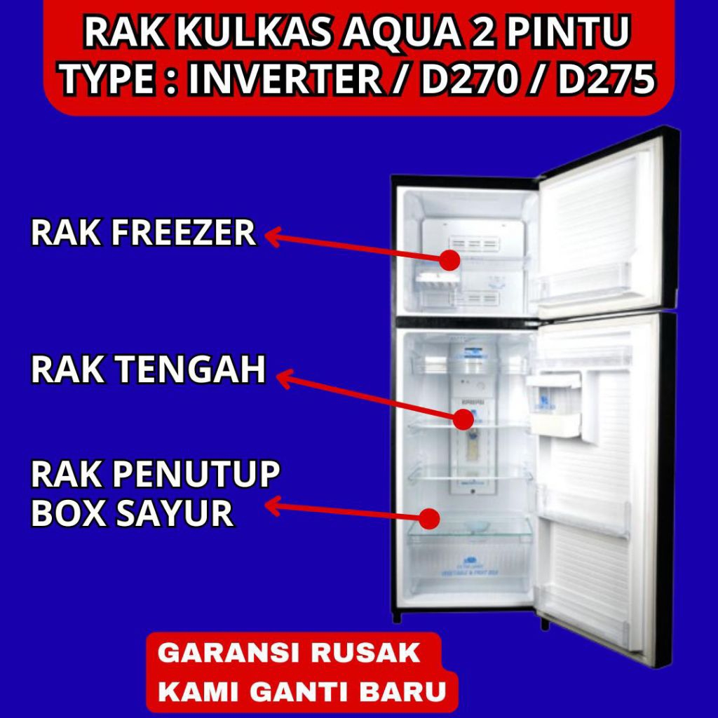 rak kulkas aqua 2 pintu type inverter d270 /d275 - rak tengah kulkas aqua 2 pintu AQR D270 AQR D275 