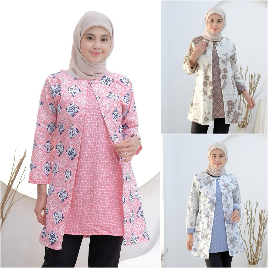 TUNIK BATIK BOLERO LENGAN PANJANG ATASAN BATIK WANITA BOLERO TERBARU