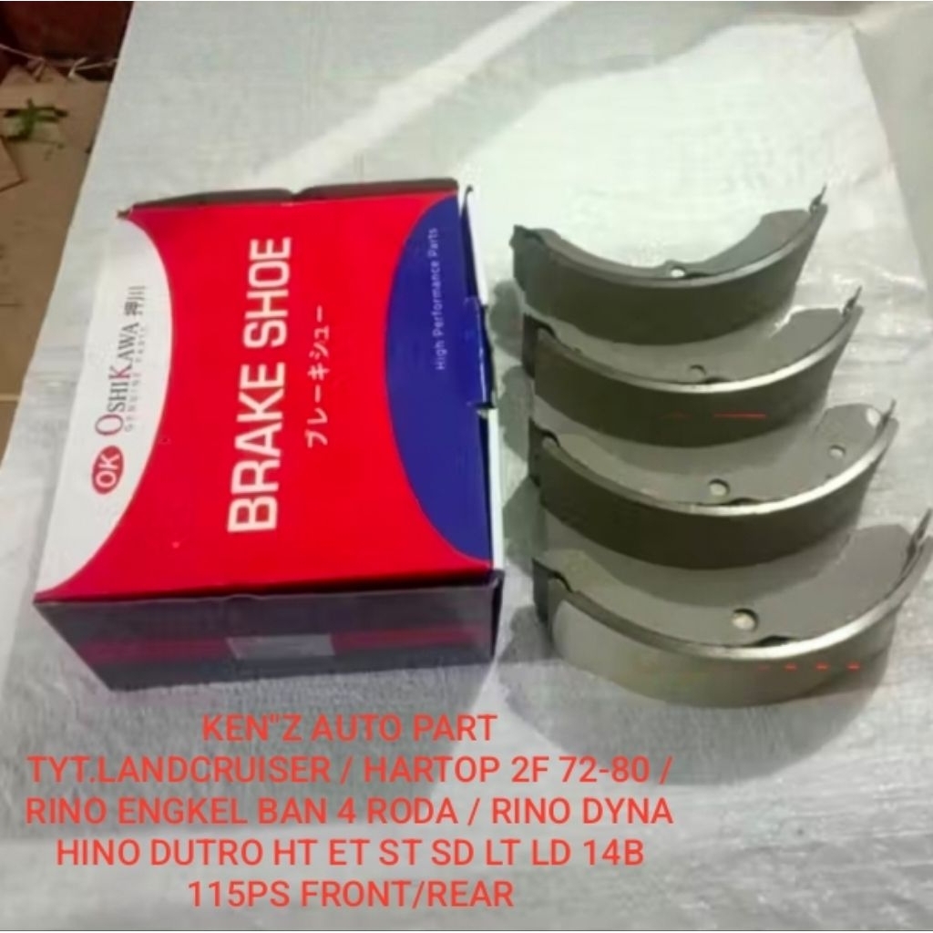 KAMPAS REM DEPAN BELAKANG BRAKE SHOE FRONT REAR OSHIKAWA TOYOTA .LANDCRUISER / HARTOP 2F 72-80 / RIN