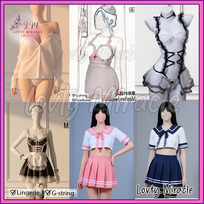 Lingerie Costume Cosplay Lingerie Seksi Character Blouse Nerawang Manis