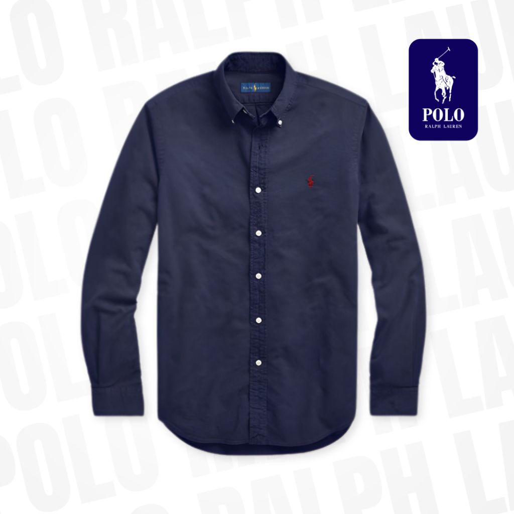 Kemeja Pria Lengan Panjang Polo Ralph Lauren Original Navy – Slim Fit Casual Formal