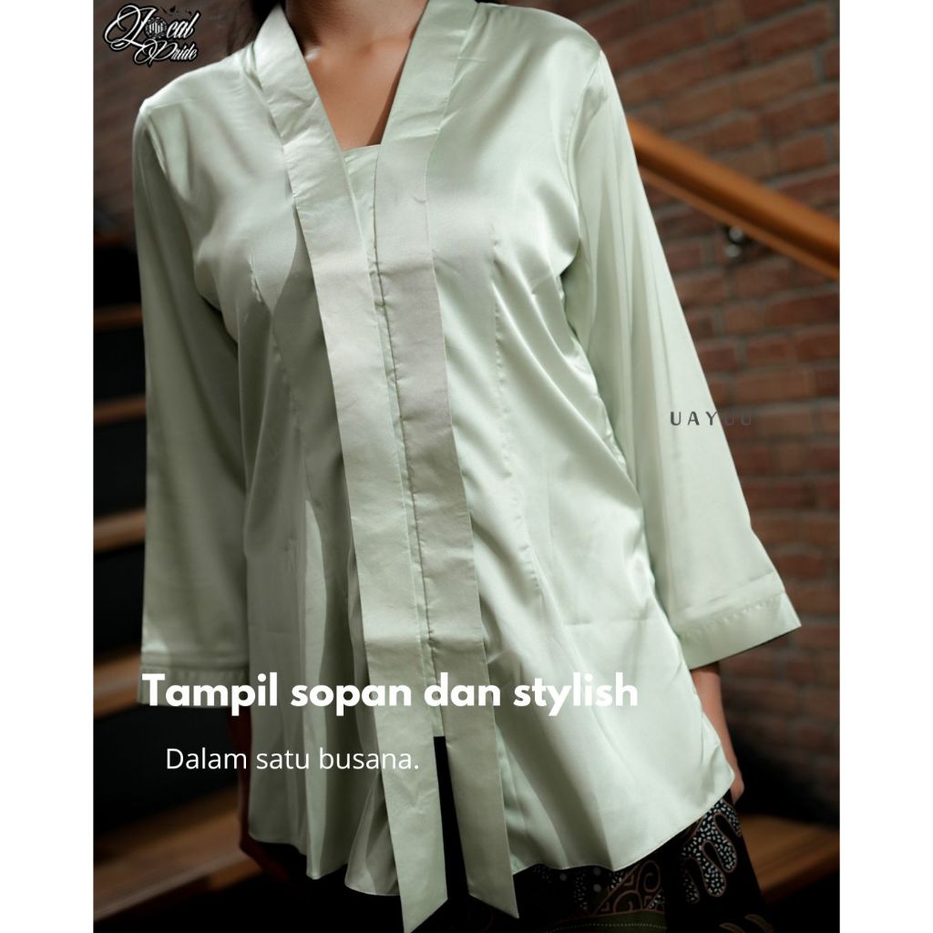 UAYUU - Blouse Kutu Baru Sage Green - Warna Eksklusif, Tampil Anggun & Berkelas. Batik Wanita Modern