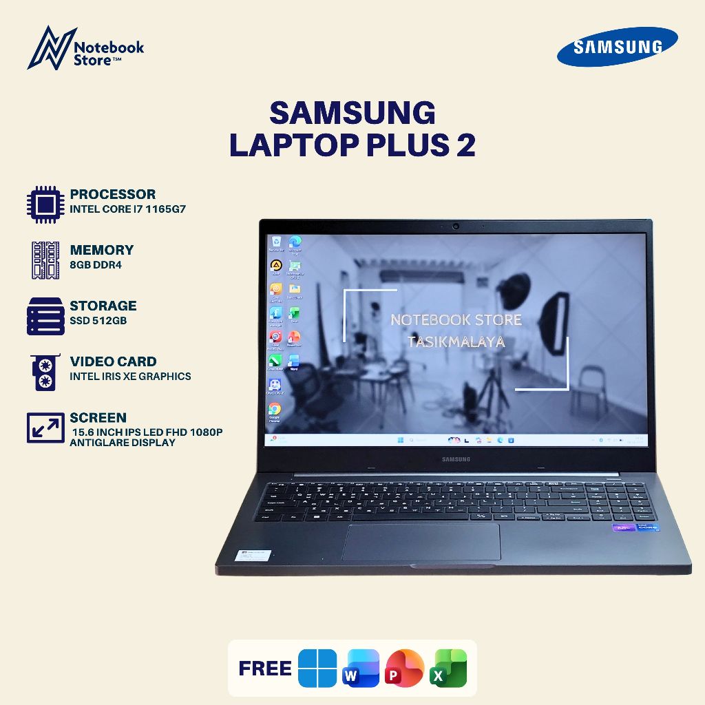 Samsung Laptop Plus 2 Core i7 1165G7 Gen 11 8GB/512GB 15 inch 1080p Ultrabook Laptop Windows