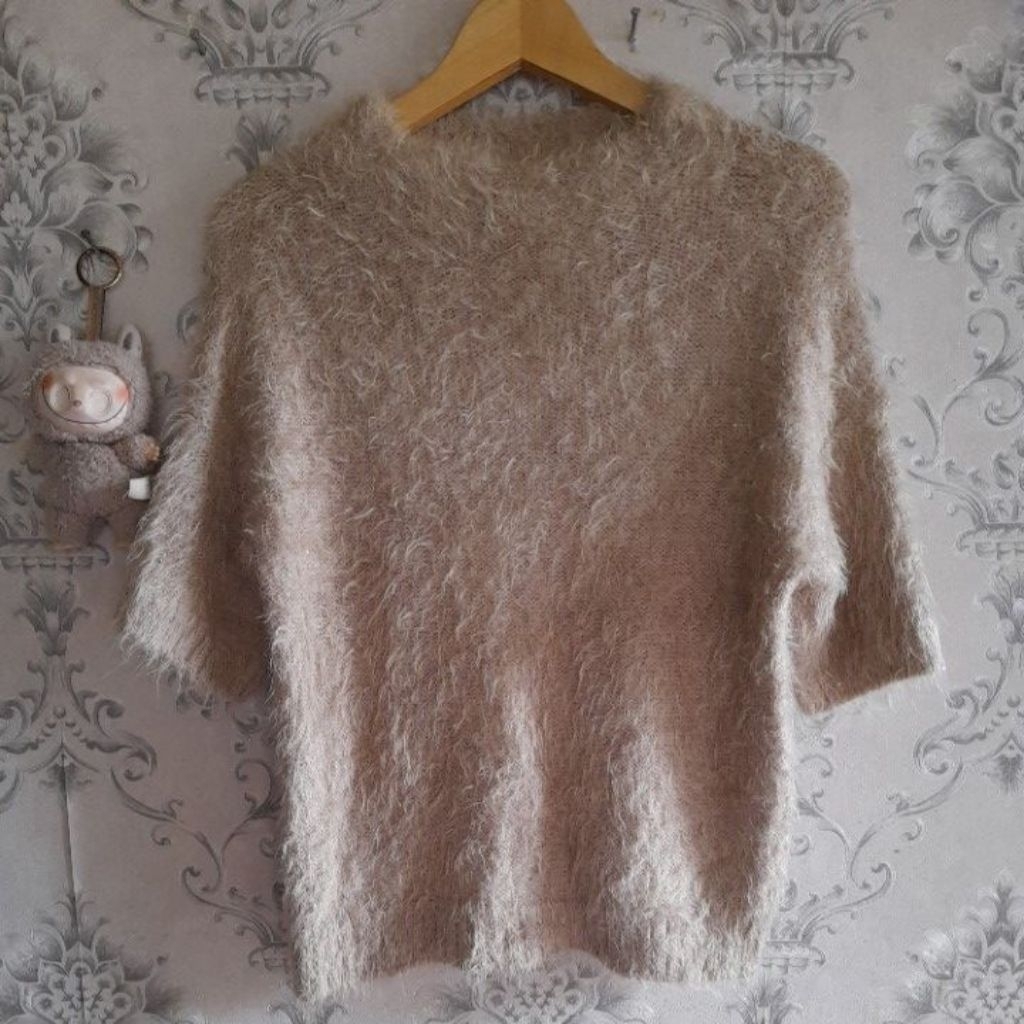 Fuzzy bulu premium atasan fuzzy rajut fuzzy wanita knit fuzzy bulu