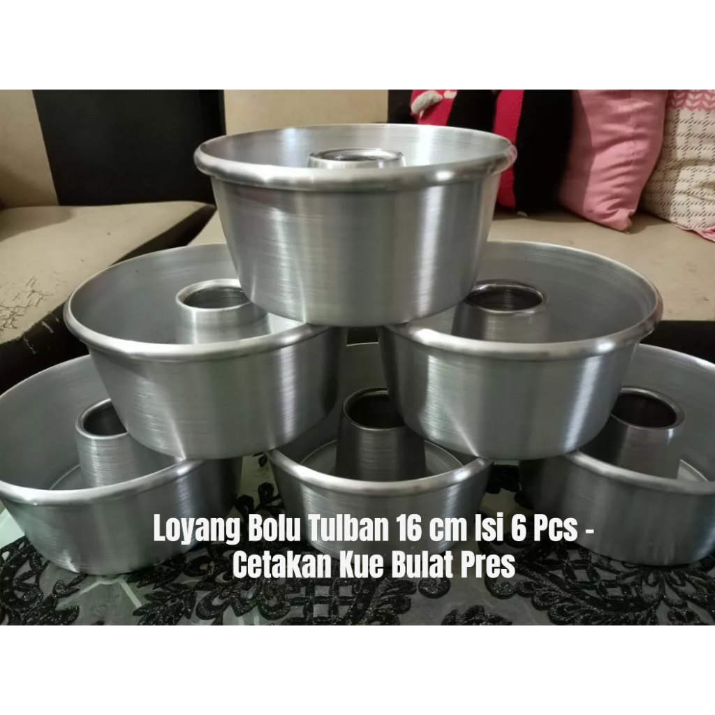 Loyang Bolu Tulban 16 cm Isi 6 Pcs – Cetakan Kue Bulat Pres