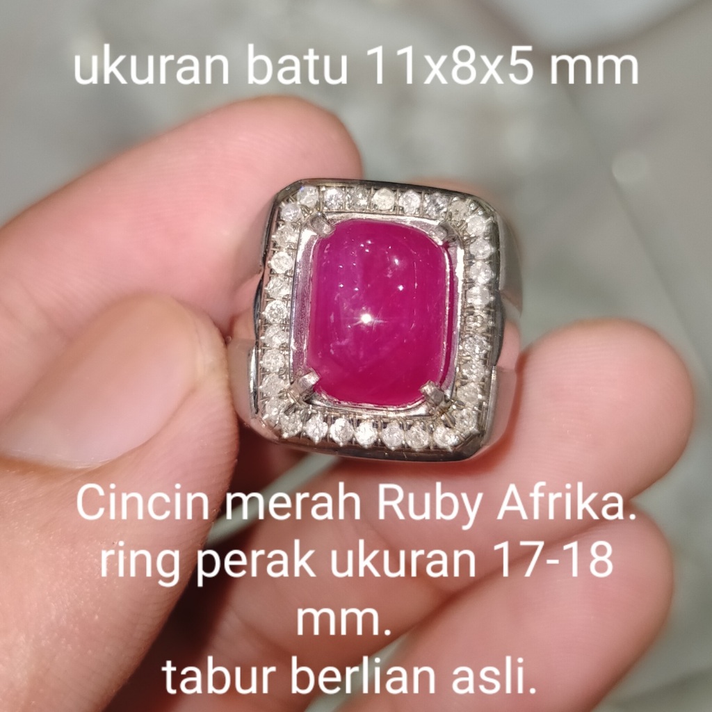 BATU MERAH RUBY AFRIKA ASLI NATURAL TABUR BERLIAN ASLI koleksi lainnya cincin Wulung giok opal new a