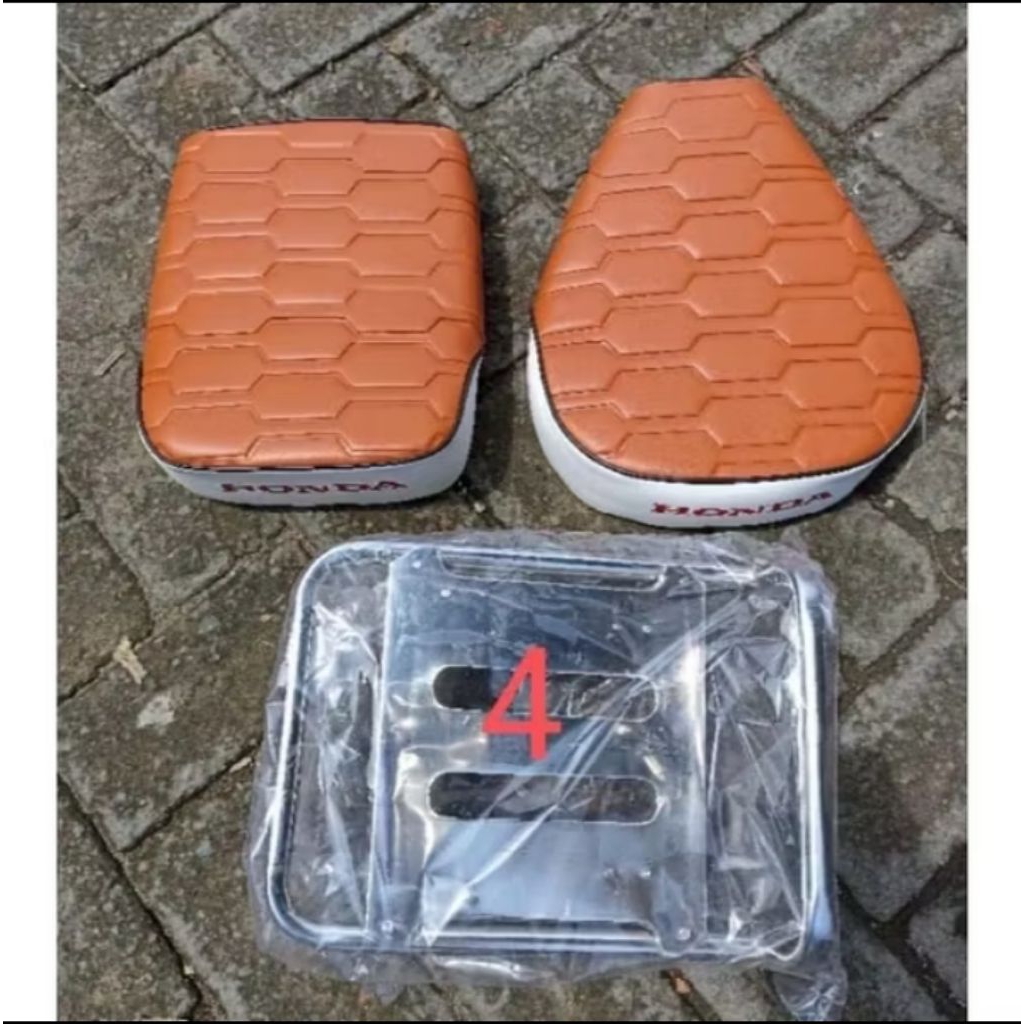 jok pisah motor Honda C70 C50 coklat putih full set