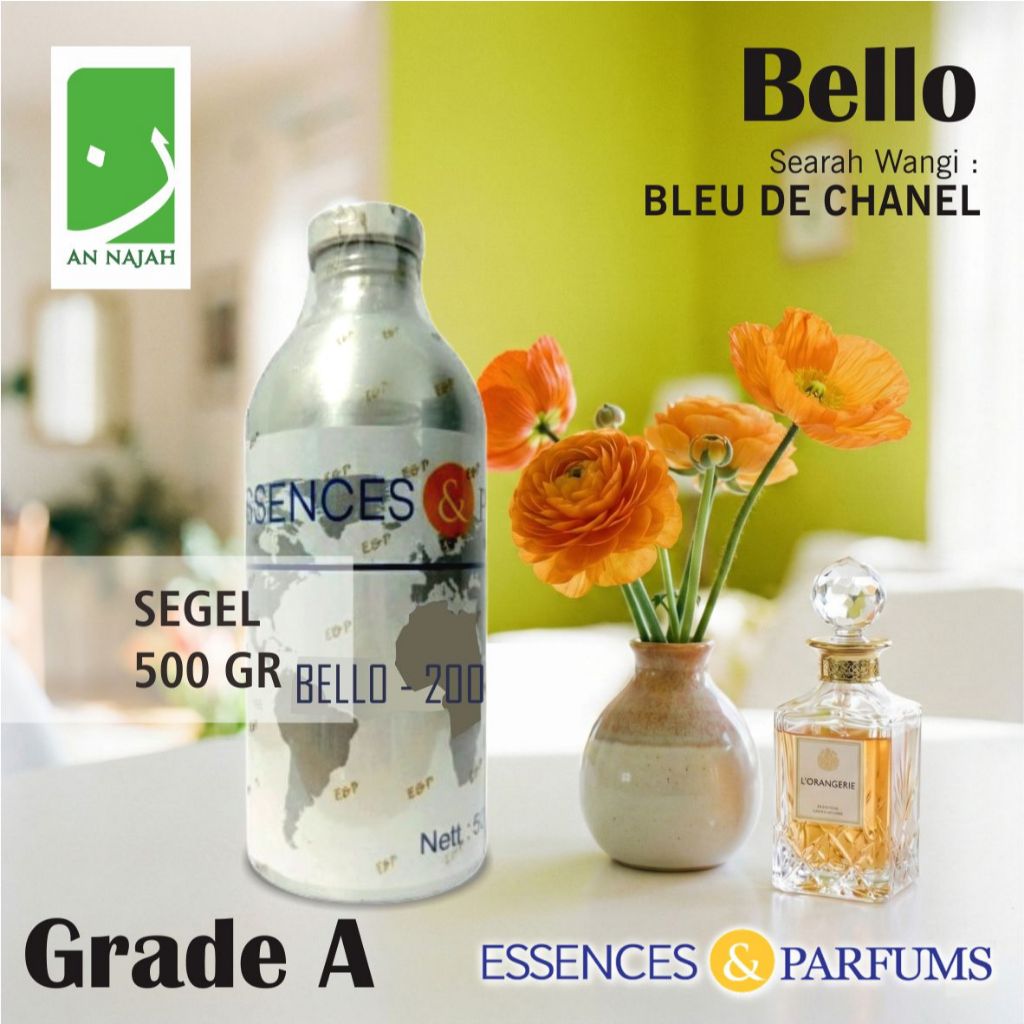 BELLO | Grade A | Searah Wangi Bleu de Chanel | Essences & Parfums | 500gr Segel