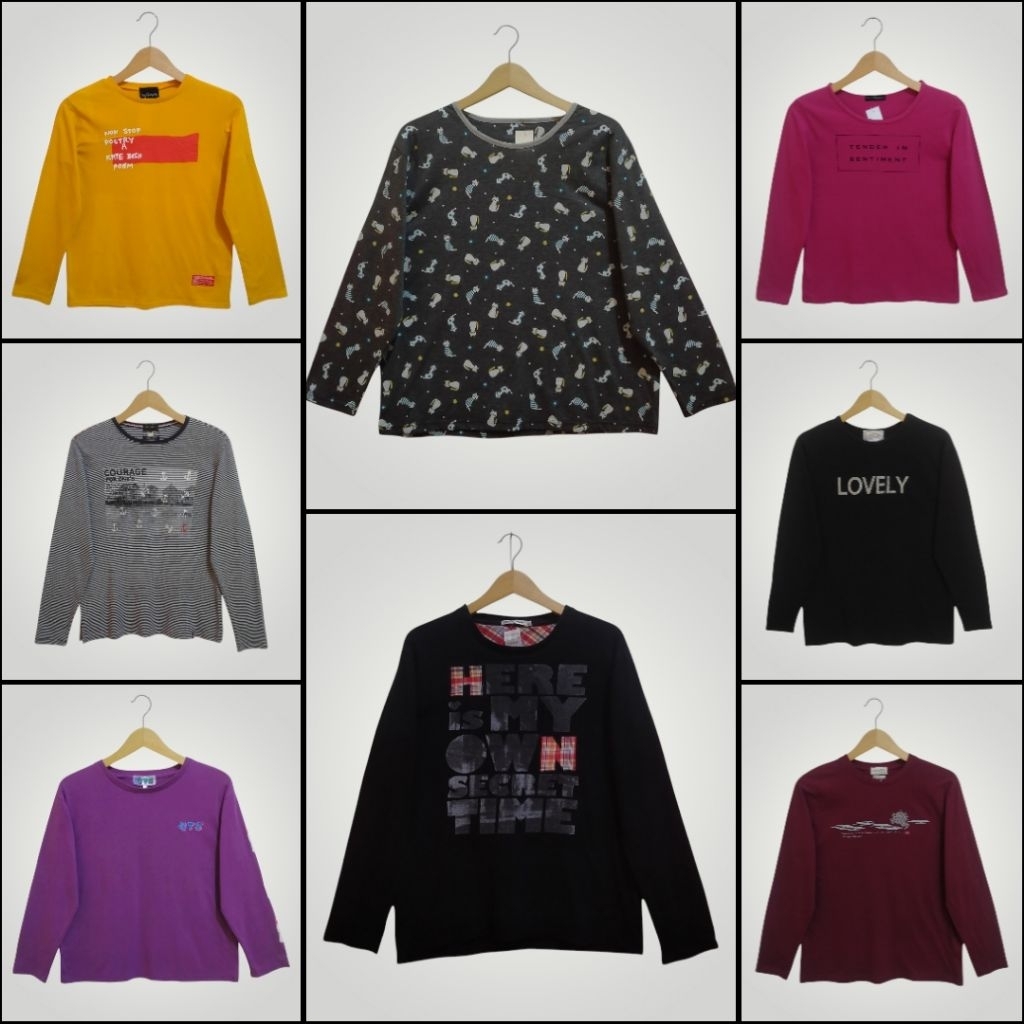 Kaos panjang wanita/Kaos panjang vintage/Kaos 7/8 Wanita