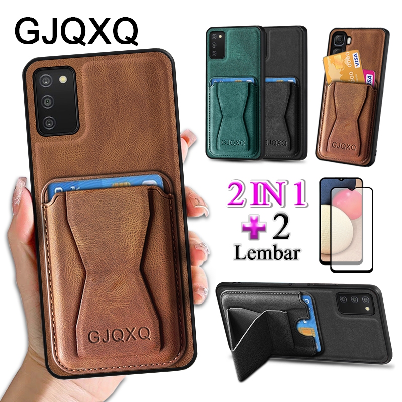 GJQXQ 2 In 1 Case For Samsung Galaxy A02S Casing Ponsel Kulit Premium Dengan Slot Kartu Kredit Dompe