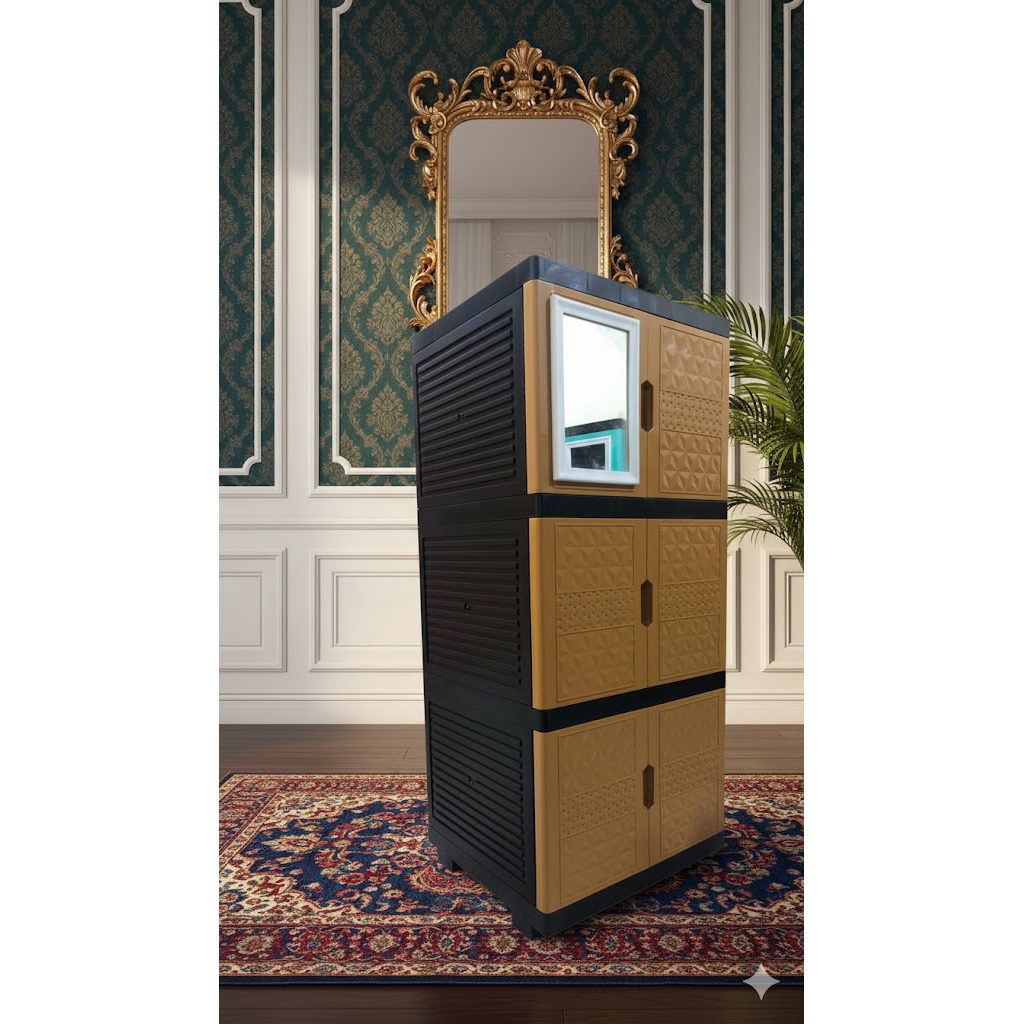 LEMARI PLASTIK JAGUAR SUSUN 3 KACA