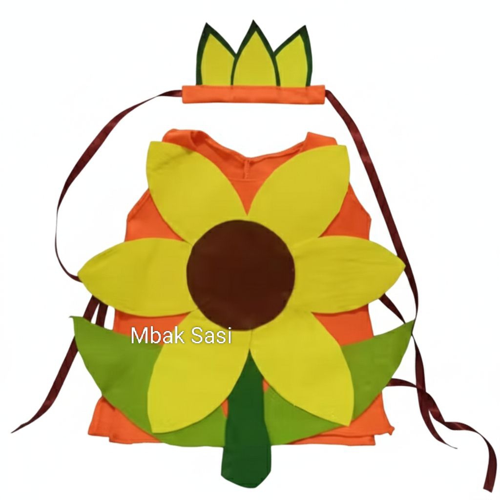 Kostum Bunga Matahari ( Free Topi ) / Karnaval / Pentas Seni / 17 Agustusan (Dasar Orange)