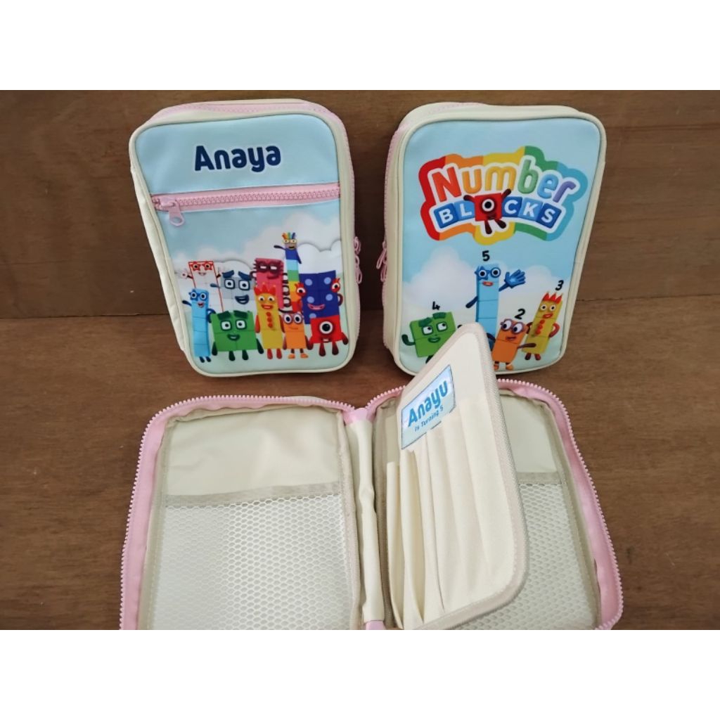 TEMPAT PENSIL ANAK KARAKTER Custom Nama/Inisial Art Case  Murah Lucu PENCIL CASE SOUVENIR ULTAH ANAK