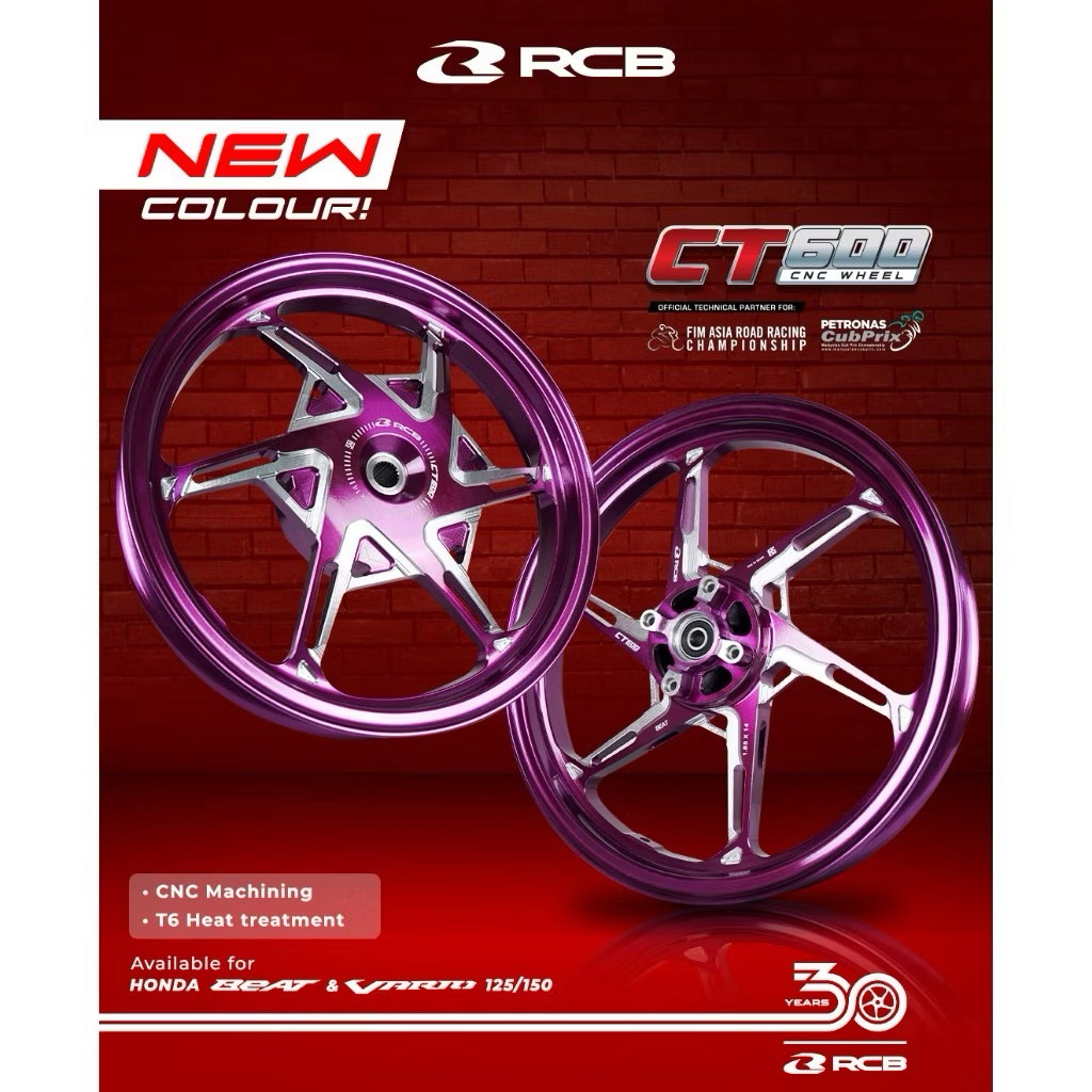 VELG/PELEK RACING RCB CT600 CNC DEPAN:185X14 BLKNG:215X14 VARIO 160 CBS STYLO 160 CBS VARIO 125/150 