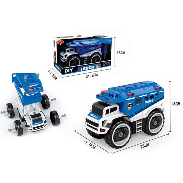 Mainan Anak DIY Rakit Mobil Truck Fire Rescue Police Car Pemadam Polisi Police