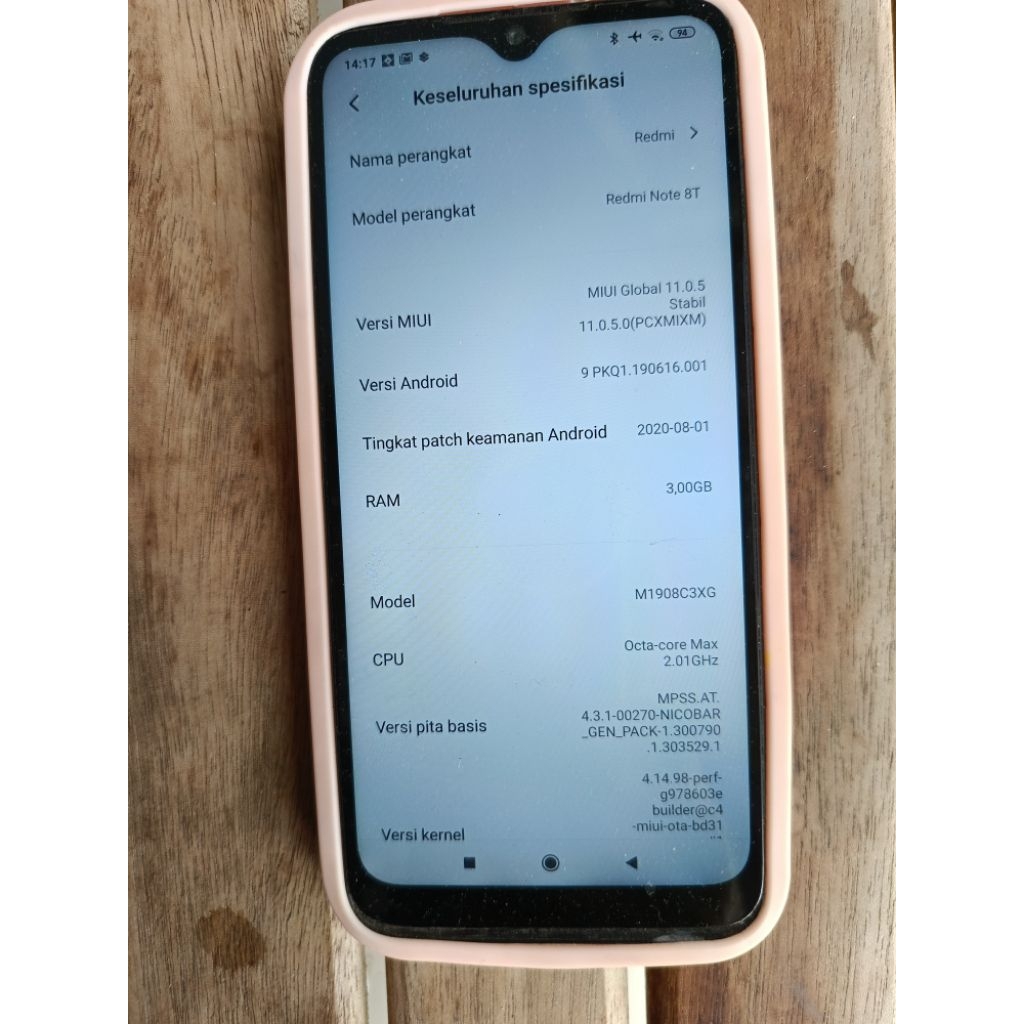 Mesin Redmi note 8T wifi only