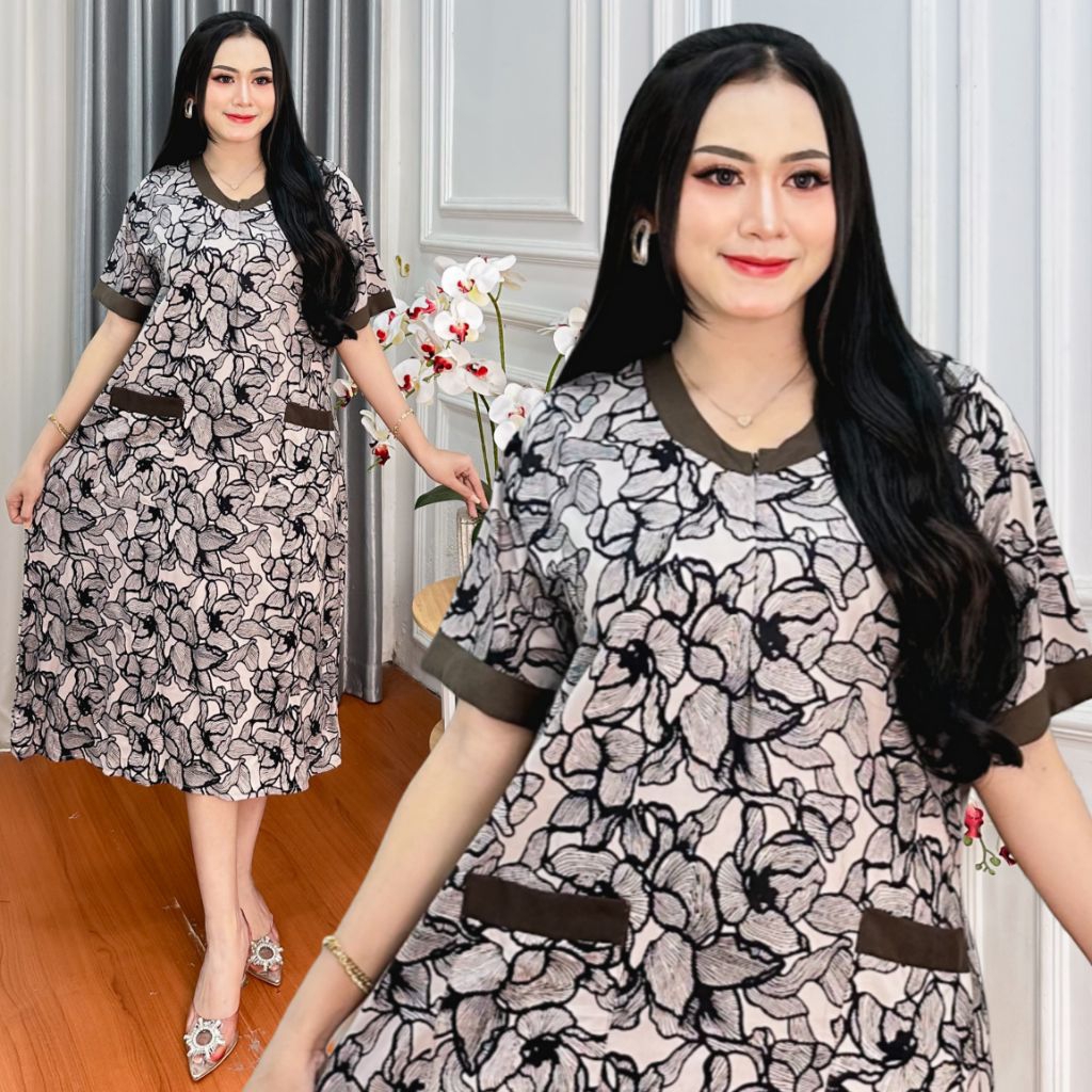 Daster Jumbo LD 120 Busui Friendly Bumil Rayon Premium Adem - Baju Tidur Wanita Rumahan Kekinian