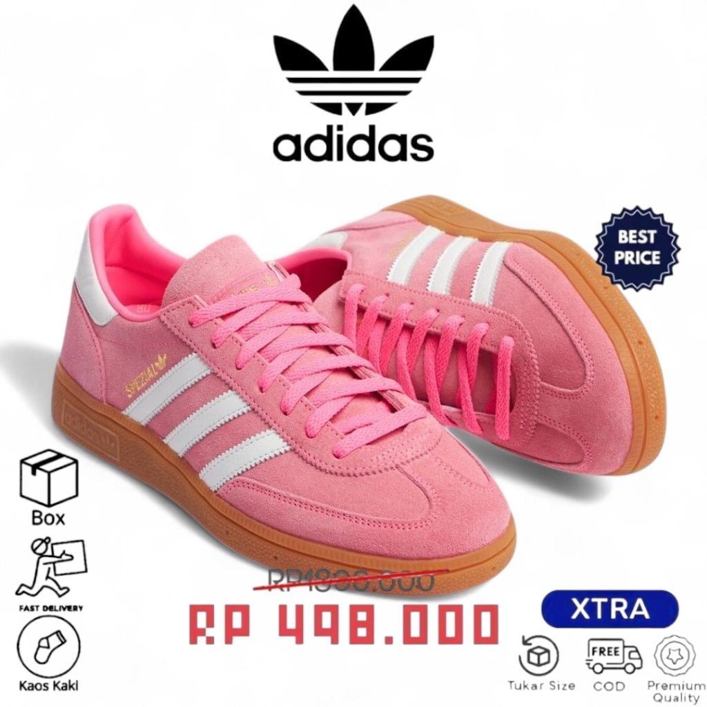 (Gratis Kaos Kaki) Sepatu A'dds Handball Spzl Lucid Pink White Pink Putih Size 36-44 Kekinian Termur