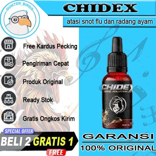 CHIDEX - Obat Ayam Ngorok untuk CRD, Snot, Pilek, Flu, dan Radang Tenggorokan Semua Jenis Ayam