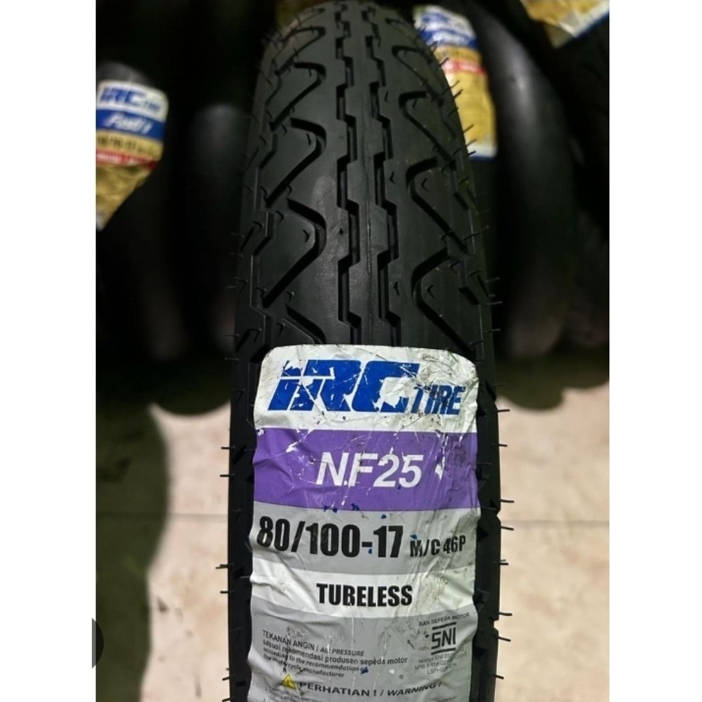 BAN TUBELESS RING 17 UKURAN 80/100-17 NF25 BAN DEPAN VERZA MERK IRC ORIGINAL NEW PRODUKSI