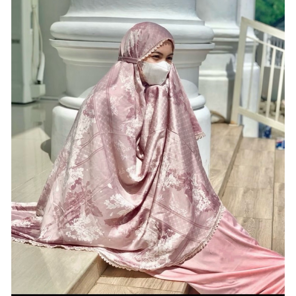 Mukena sutra silk armania motif  traveling 2in1 terbaru 2025